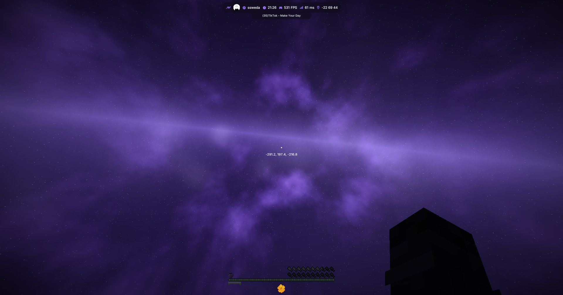 Purple nebula and star field in Mometic